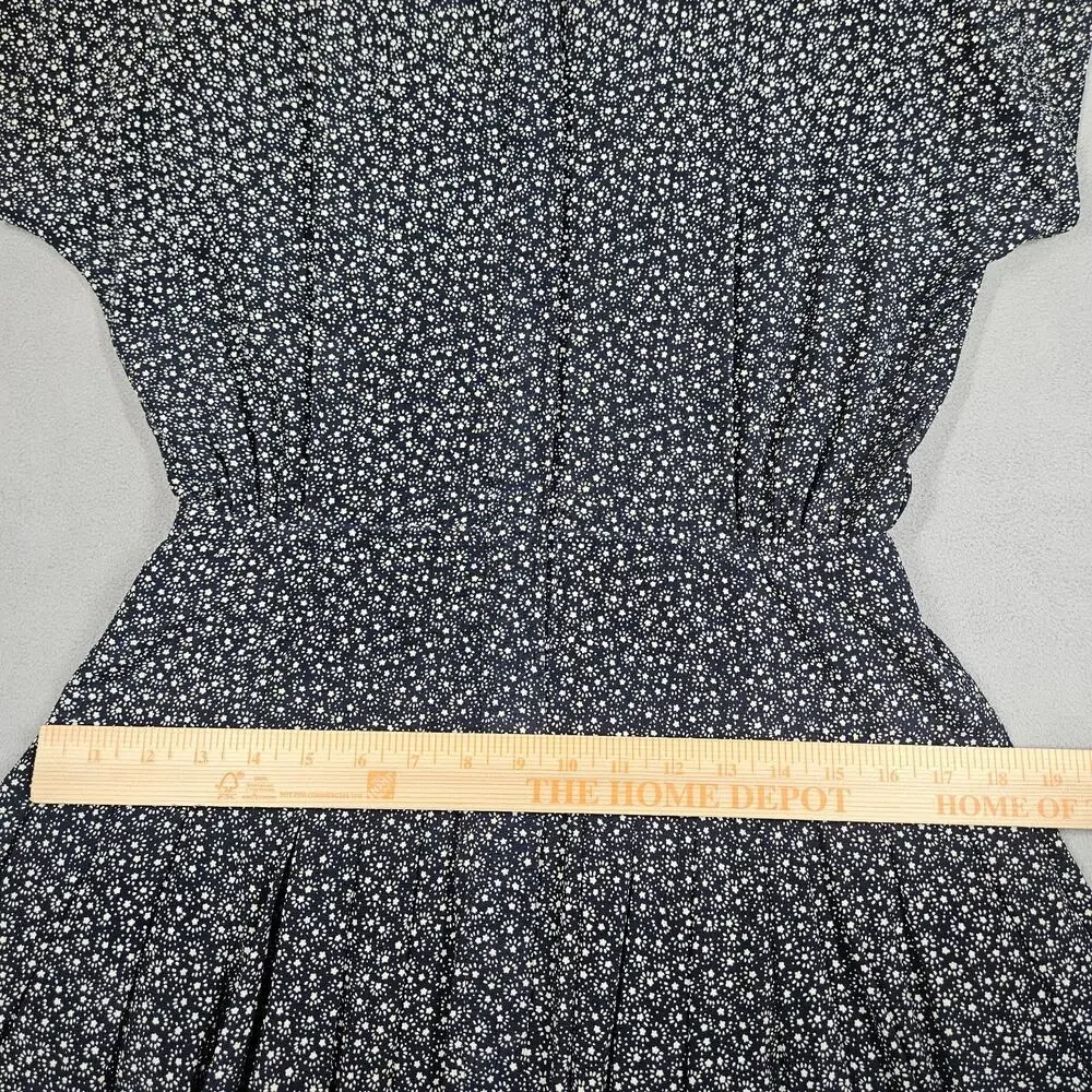 Vtg Liz Claiborne Dress Size 10 Blue Midi Stars Cottage Celestial Modest Pockets